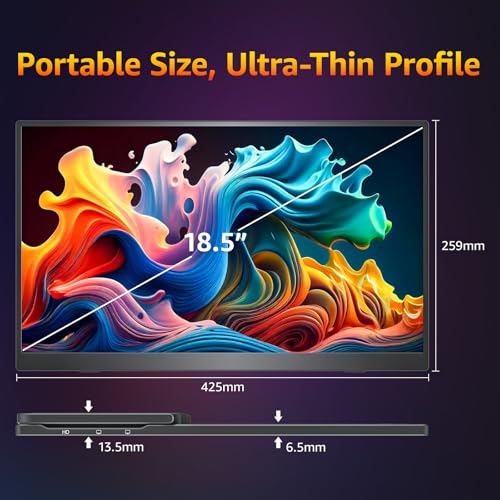 cocopar Portable Monitor IPS Travel Monitor with USB-C HDMI Portable Screen for Laptop MacBook Surface PC PS4/5 External Display with Kickstand, VESA Mountable, 18.5 Inch - size: 18.5 Inch