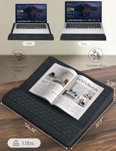 Adjustable Lap Desk with Wrist Rest, Reversible Laptop Stand | Cooling Grip Surface, Fits up to 17'' Laptop, Portable Lap Desk with Pillow Cushion, Computer Tray for Home Office, Dark Gray - color: Dark Gray