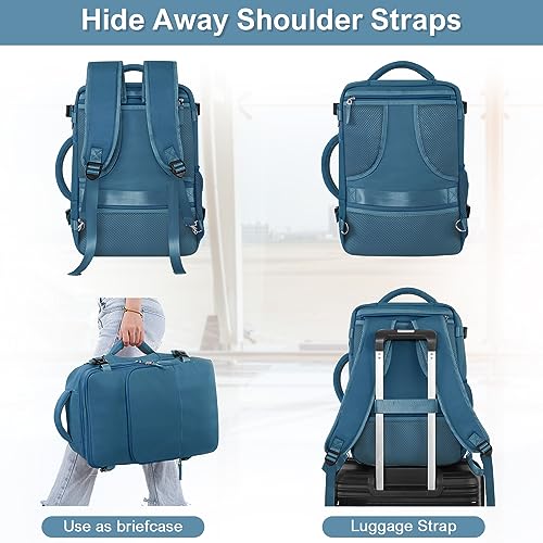 Sinaliy Travel Backpack, TSA Carry on Flight Approved Backpack | Waterproof 17.3 Inch Laptop Backpack with Multi-Pockets, Personal Item Travel Bag for Men Women, Deep Blue - color: Deep Blue, size: X-Large