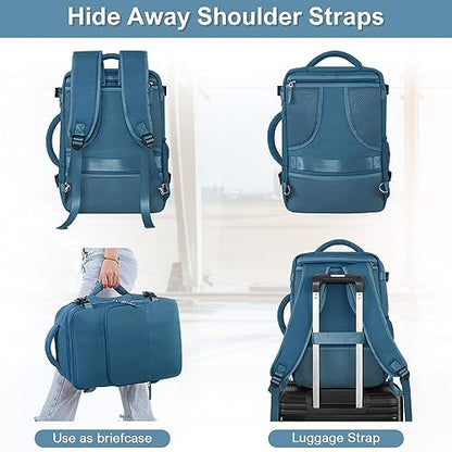 Sinaliy Travel Backpack, TSA Carry on Flight Approved Backpack | Waterproof 17.3 Inch Laptop Backpack with Multi-Pockets, Personal Item Travel Bag for Men Women, Deep Blue - color: Deep Blue, size: X-Large