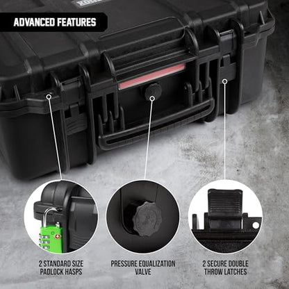 Durabox All Weather Hard Case 19 x 17 x 8” - TSA Approved Hard Shell Travel Case with Customizable Foam for Cameras, Lenses, Laptops, Electronics, Guns, Pistols and Other Gear - size: Large 19 x 17 x 8"