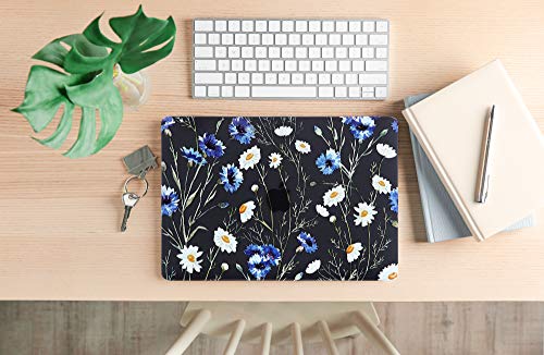Case for MacBook Air 13-inch Laptop M5 M4 M3 M2 A3449 A3240 A3113 A2681 2026-2022 Release with Touch ID, 3D Effect Matte Black See Through Hard Cover&Keyboard Cover, Floral Pattern - color: Yellow Black