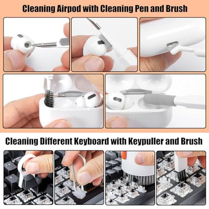 20-in-1 Laptop Phone Screen Earbud Cleaning Kit, Keyboard Cleaner Kit, Keyboard Cleaning Kit with Electronic Cleaning Brush Spray for Airpods Pro, iPad, iPhone Pro, Camera, Computer Cleaning - color: WHITE