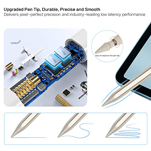 Stylus Pen for iPad 6th-11th Generation, 10 Mins Fast Charge Apple Pencil Compatible with 2018-2025 iPads Pencil, Apple Pen for iPad Pro 11"/12.9"/M4, Air 3/4/5/M2/M3, Mini 5/6 Gen-Starlight - color: Starlight