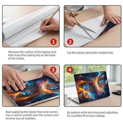 Universal Laptop Skin Sticker Decal, 12"-15.6" Aesthetic Vinyl Wrap, Cosmic Eyes Galaxy Waterproof Notebook Cover Art Protector for MacBook HP Dell Lenovo, Fits 13" 14" 15" 15.6" - color: Cosmic Eyes Galaxy