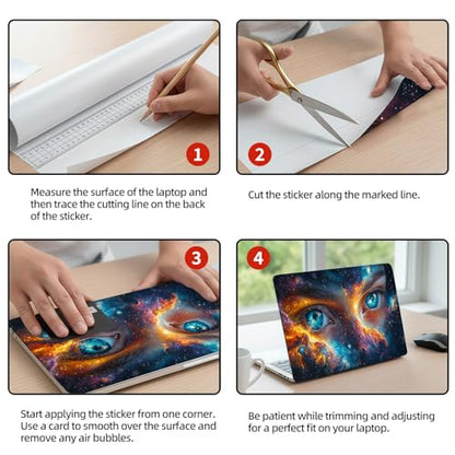 Universal Laptop Skin Sticker Decal, 12"-15.6" Aesthetic Vinyl Wrap, Cosmic Eyes Galaxy Waterproof Notebook Cover Art Protector for MacBook HP Dell Lenovo, Fits 13" 14" 15" 15.6" - color: Cosmic Eyes Galaxy