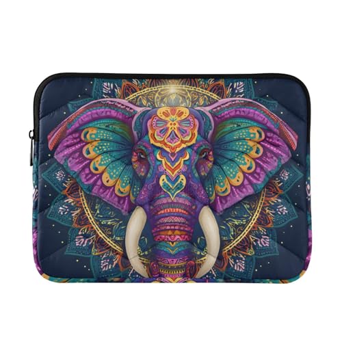 Mandala Elephant Laptop Sleeve 13 14 Inch Puffy Quilted Carrying Case Protective Computer Bag Waterproof Laptops Sleeve for Women Men - color: Mandala Elegant, size: Medium