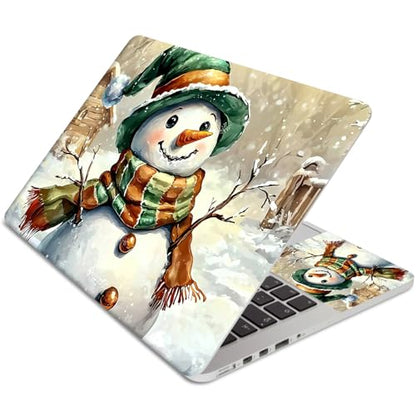 15.6 Inch Laptop Skin Sticker, Reusable Vinyl Cover Protector with 2 Wrist Pad Skins, Removable Waterproof Scratch-Resistant for 12-15.6 Inch Laptop Notebook,Snowman with Hat - color: Snowman With Hat