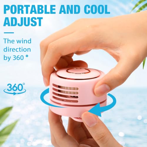 3 Pack Portable Silent Mini Bladeless Fan Clip On Cooling USB Rechargeable Electric Small Fan for Shirt Belt Waist Outdoor Travel Office Summer Wear Personal Use(Pink) - color: Pink