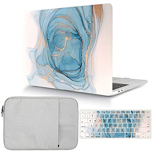 Case Compatible with MacBook Pro 13 inch 2012 2011 2010 2009 2008 Release with CD-ROM, Plastic Hard Shell Cover & Sleeve Bag & Keyboard Cover Skin for MacBook Pro 13 A1278,Light Blue Marble - color: Light Blue Marble, size: A1278(Pro 13 w/CD-ROM 2008-2012
