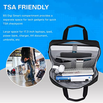 BAGSMART 17.3 Inch Laptop Bag Expandable Computer Bag Briefcase, Black | Men Women Laptop Shoulder Bag,Work Bag Business Travel Office - color: Black-17.3 Inch