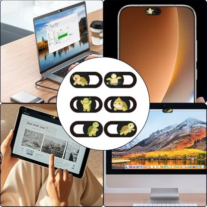6Pcs 6 Styles Turtle Camera Cover Slide Cute Privacy Guard Accessories, 0.04 Inch Ultra Thin Webcam Cover Protector Blocker for Laptop Desktop Computer Tablet Notebook Mini PC Office Use - color: Turtle