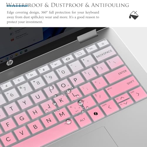Keyboard Cover Skin for 14" HP OmniBook Laptop 14-fe0097nr / OmniBook 5 AI PC 14-he0099nr 14-he0017nr / OmniBook 5 Flip 14-fp0000 14-fp0057nr(Not for OmniBook X Flip 14-fm 14-fk 16-ar)-Gradual Pink - color: Gradual Pink