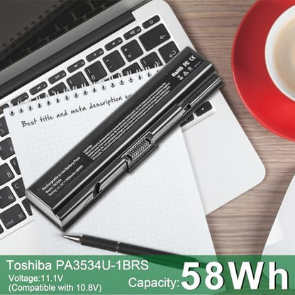 Futurebatt Laptop Battery 5200mAh for PA3534U-1BRS Toshiba Satellite A200 A205 A210 A215 A300 A300D A305 A305D L200 A215-S4697 A505-S6012 A505-S6016 - size: PA3534 8.86 3.15 1.38in