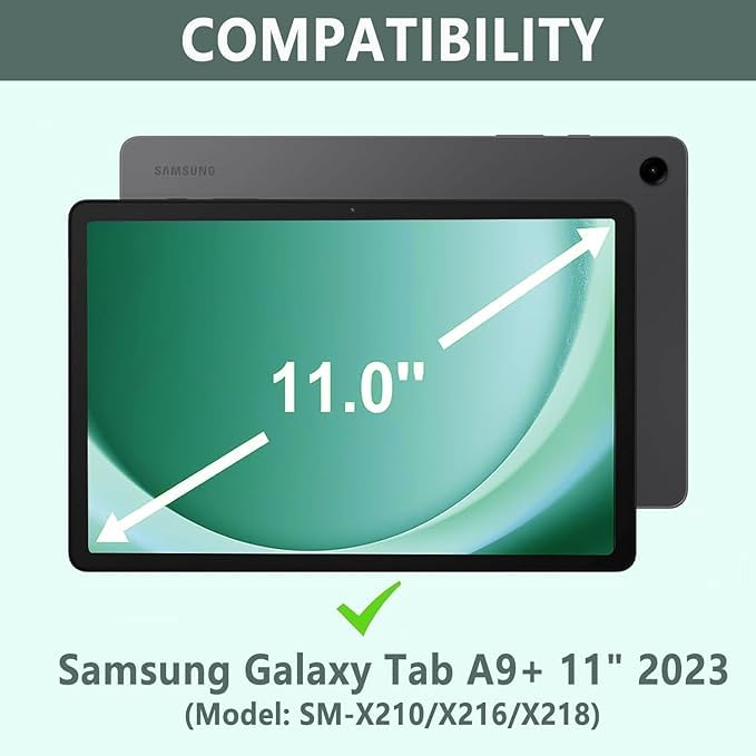 Case Keyboard for Galaxy Tab A9 Plus 5G 11 Inch 2023 (SM-X210/X216/X218), 7 Color Backlit Detachable Tablet Keyboard Cover with S Pen Holder for Samsung Galaxy Tab A9+ 11" (Dark Green) - color: Green