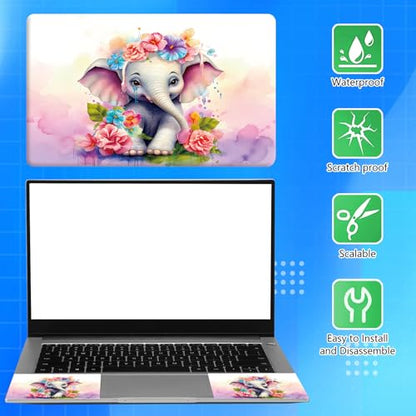 Universal Laptop Skin Sticker Decal for 11.6”12" 13" 13.3" 14" 15" 15.4" 15.6" Reusable Waterproof Scratch-Scratch Resistant Protective Vinyl Laptop Notebook Skin Stickers - Baby Elephant Flowers - color: Baby elephant flowers