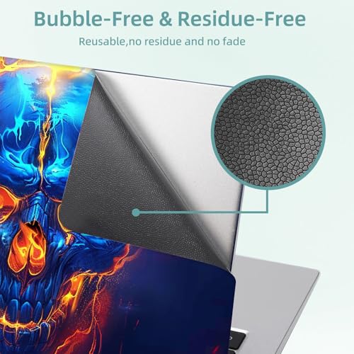Universal Laptop Skin Decal, 3-Piece Vinyl Protector for 12 13 14 15.6" Notebook, Waterproof Anti-Scratch, Easy Trim & Bubble-Free Finish, Flaming Skull Face - color: Flaming Skull Face