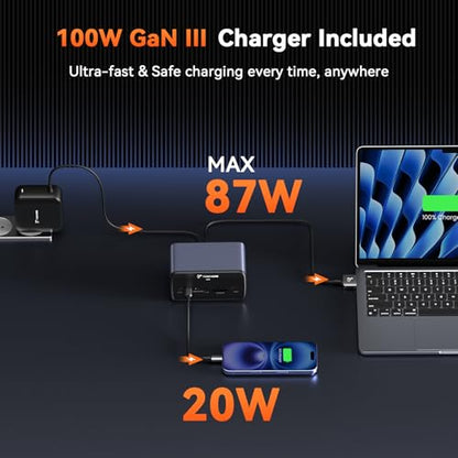 TobenONE MacBook Docking Station Dual 4K@60Hz, 16-in-2 USB C Docking Station with 2 HDMI Ports, 7 USB Ports, 100W GaN Power Supply & 20W Charging, 2.5Gbps Ethernet, for Home & Office