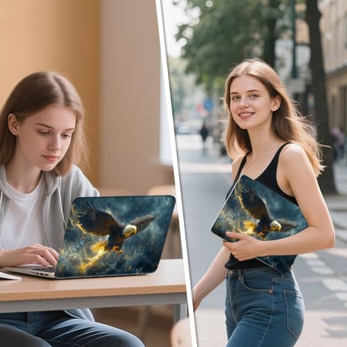 Universal Laptop Skin Sticker Decal, 12"-15.6" Aesthetic Vinyl Wrap, Golden Lightning Eagle Waterproof Notebook Cover Art Protector for MacBook HP Dell Lenovo, Fits 13" 14" 15" 15.6" - color: Golden Lightning Eagle