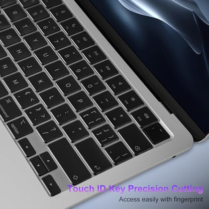 MOSISO 2 PCS Keyboard Cover, Keyboard Protector | Compatible with MacBook Neo 13 inch 2026 A18 Pro, MacBook Air 15/Air 13.6 M5 M4 M3 M2/ Pro 14/Pro 16 M5/M4/M3/M2/M1 - color: Smoke Gray
