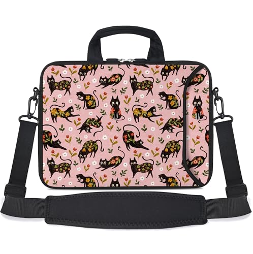 Messenger Bag Carrying Case Sleeve with Handle Accessory Pocket Fits Laptops/Notebook/ebooks/Kids tablet/ipad (11-13.3 inch, Flowers Cats) - color: Flowers Cats, size: 11-13.3 inch