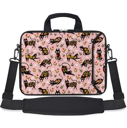 10 inch Messenger Bag Carrying Case with Handle Accessory Pocket Fits 7 to 10-Inch Laptops/Notebook/Kids Tablet (7-10.2 inch, Flowers Cats) - color: Flowers Cats, size: 7-10.2 inch