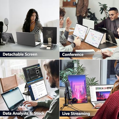 Triple Laptop Screen Extender, 16" Triple Screen Laptop Monitor Extender, FHD 1200P IPS Triple Monitor, 235° Rotation Plug&Play for Multi-Screen Work/Travel/Conference/Study - size: 16.1"