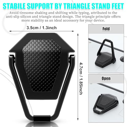 Konohan 4 Pieces Portable Keyboard Laptop Stand Mini Aluminum Keyboard Riser Foldable Cooling Laptop Kickstand Adjustable Lightweight Lifter for Desk Computer Laptops Notebooks 12-17 Inch (Black) - color: Black