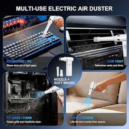 Mini Ultra-Slim Electric Compressed Air Duster 150,000RPM Super Power, Rechargeable Cordless Air Duster, Powerful Airflow for Computer, Keyboard, Outdoor, House and Car