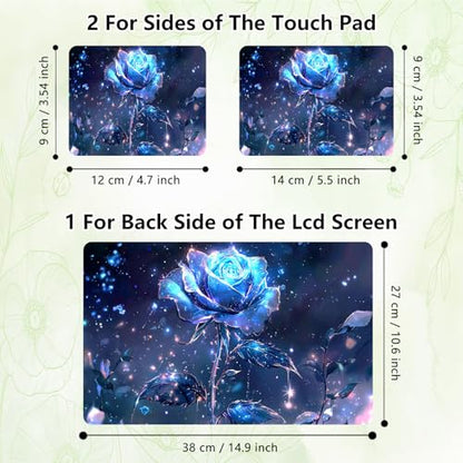 Laptop Skin Sticker Decal, Universal Reusable Vinyl Laptop Cover for 12" 13" 13.3" 14" 15" 15.4" 15.6" Notebook PC, Waterproof Scratch-Resistant with 2 Wrist Pads, Easy to Apply & Remove,Blue Rose - color: Blue Rose