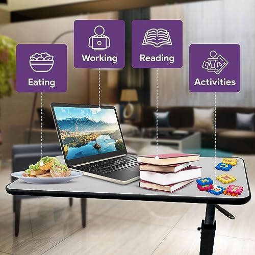 ProHeal Medical Overbed Table with Wheels and Adjustable Height - Gray Rolling Over Bed Table for Home and Hospital Use - color: Grey