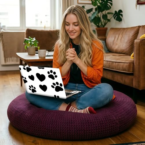 Black & White Dog Paw Print Universal Laptop Skin Sticker 3PCS, Protective Decal Trim-to-Fit 11.6" 13.3" 14" 15.6" Laptop Vinyl Cover, Removable Anti-Scratch Computer Decal Protector - color: Black & White Dog Paw Print