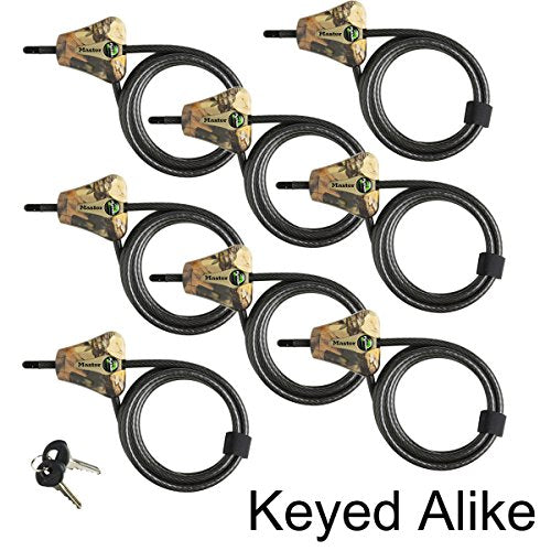 Master Lock Keyed Alike Python Trail Camera Adjustable Camouflage Cable Locks w/16 Keys, 8418KA-8 CAMO 8-Pack - size: 8 Pack