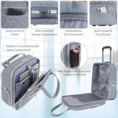 Underseat Carry On Luggage with Wheels, 17 inch Lightweight Overnight Soft Sided Personal Luggage Bag Carry-On Suitcase for Short Trip Travel Business, Grey - color: Grey