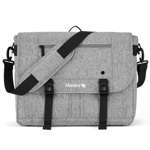 Hanke 15.6 Inch Laptop Messenger Bag for Men & Women, Large Crossbody Satchel Work Bag - color: Light Grey
