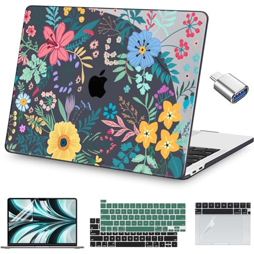 Teryeefi for MacBook Pro 13 Case 2022 2021 2020-2016 Release A2338 M2/M1 A2251 A2289 A2159 A1989 A1706, Laptop Hard Shell with Keyboard Cover & Trackpad Film & Type C Adapter, Colorful Floral 136 - color: Colorful Floral 136