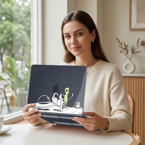 MEEgoodo Printed Case for New MacBook Neo 13 inch 2026 Release(Fit Model A3404), Laptop Hard Shell Cases with Keyboard Skin & Screen Protector & Webcam Covers, Astronauts & Alien - color: Astronauts & Alien