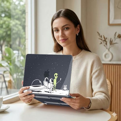 MEEgoodo Printed Case for New MacBook Neo 13 inch 2026 Release(Fit Model A3404), Laptop Hard Shell Cases with Keyboard Skin & Screen Protector & Webcam Covers, Astronauts & Alien - color: Astronauts & Alien