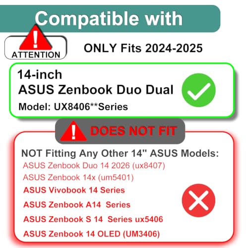 KEANBOLL 2-Pack Tempered Glass Screen Protector Designed for 2024-2025 ASUS Zenbook Duo Dual 14” 2-in-1 Laptop (UX8406), Ultra Clear, 9H Hardness (1 Sets - Primary and Secondary Screens)