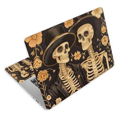 Universal Laptop Skin Decal, 3-Piece Vinyl Protector for 12 13 14 15.6" Notebook, Waterproof Anti-Scratch, Easy Trim & Bubble-Free Finish, Skeleton Couple in Love - color: Skeleton Couple in Love