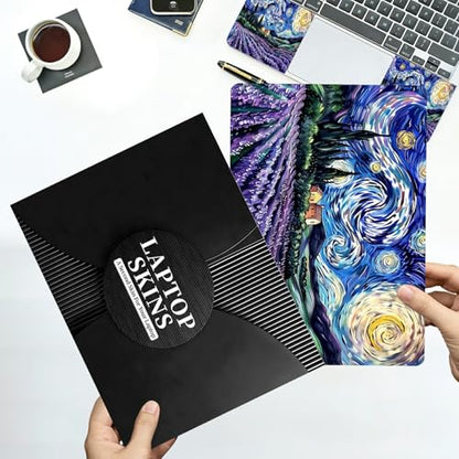 Universal Laptop Skin Sticker with 2 Wrist Pad Decals, 3-Piece Removable Vinyl Laptop Cover, Lavender Starry Sky Waterproof Anti-Scratch, Easy-Trim Fit for 13.3" 14" 15.6" Laptops - color: Lavender Starry Sky