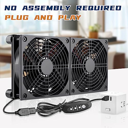 240mm Computer Pc Case 5V USB Powered Fan with Variable Speed Controller for Router WiFi Modem Cabinet Xbox DVR PlayStation Receiver Cooling - style: 2 x 120mm