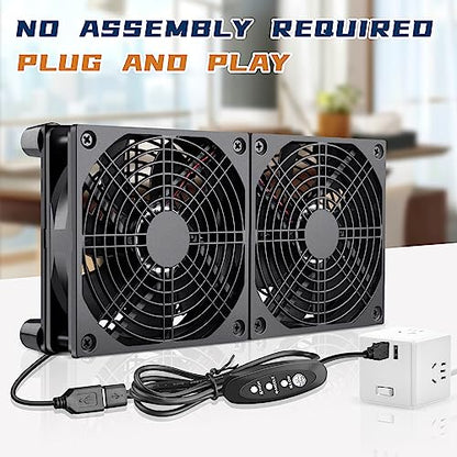240mm Computer Pc Case 5V USB Powered Fan with Variable Speed Controller for Router WiFi Modem Cabinet Xbox DVR PlayStation Receiver Cooling - style: 2 x 120mm