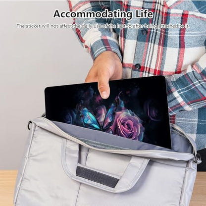 Universal Laptop Skin Sticker with 2 Wrist Pad Skins, Waterproof Scratch Resistant Vinyl Laptop Cover Decal, Cut to Fit for 11–15.6 Inch MacBook HP Dell Lenovo, Dark Rose Butterfly - color: Dark Rose Butterfly