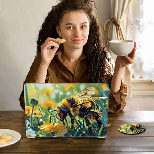 Laptop Skin Sticker Decal 15.6 Inch,12 13 13.3 14 15 15.6 in Laptop Netbook Skins for Notebook,Art Decal Removable Waterproof Scratch Resistant,Universal Vinyl Cover,Cute Bee Grass - color: Cute Bee Grass