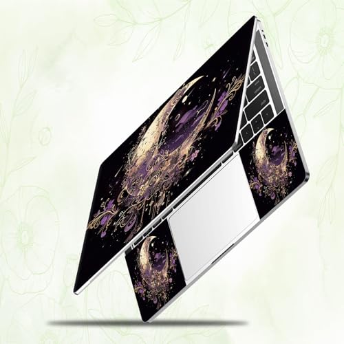Laptop Skin Sticker Decal, Universal Reusable Vinyl Laptop Cover for 12" 13" 13.3" 14" 15" 15.4" 15.6" Notebook PC, Waterproof Scratch-Resistant with 2 Wrist Pads, Easy to Apply & Remove,Art Moon - color: Art Moon