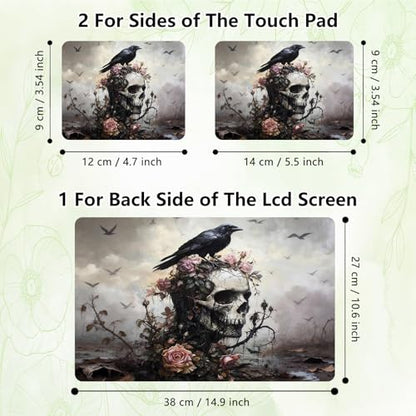 Laptop Skin Sticker Decal, Universal Reusable Vinyl Laptop Cover for 12" 13" 13.3" 14" 15" 15.4" 15.6" Notebook PC, Waterproof Scratch-Resistant with 2 Wrist Pads, Easy to Apply & Remove,Crow Skull - color: Crow Skull