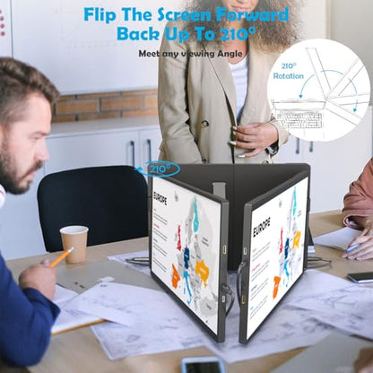 14.1-inch 1200P Portable Triple Laptop Monitor Extender (with USB Docking Station) 1920x1200 FHD IPS Foldable Plug and Play Travel Home Office External Screen Compatible with HDMI,USB-A & USB-C - style: 2*14.1" 1200P