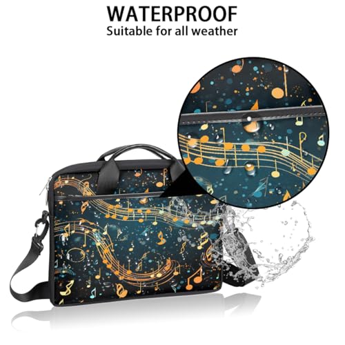 Laptop Shoulder Bag for Women Men, Waterproof Computer Case Messenger Bag Briefcase for Business Office Travel - color: Musical Notes Abstract