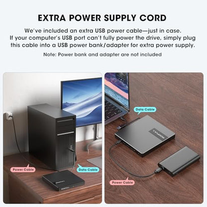 ROOFULL External CD DVD Drive with 4 USB Port & 2 SD Card Slot & Case | 8 In 1 USB-C 3.0 Optical Disk Drive CD DVD Player Burner Reader Writer for Laptop PC MacBook, Windows Linux Mac OS, RF40-SU - style: 8 In 1 Drive + Carrying Case